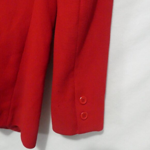 ESSENCE By THEME | small | Red Waffle Knit Textured Blazer | Faux Pockets - Picture 16 of 16